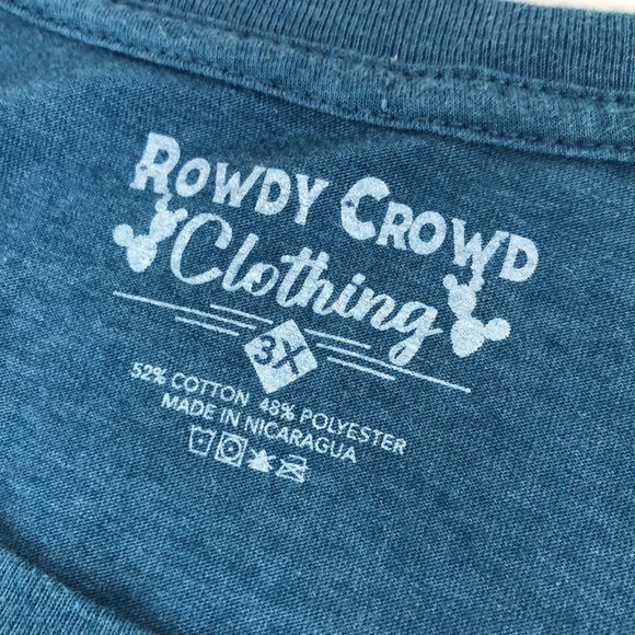 2/$30 Rowdy Crowd Clothing Tee Size 3X Blue Multicolor Aztec Graphic Cow Print - Picture 7 of 12